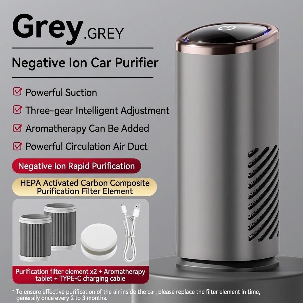 Premium Car Air Purifier with True HEPA Filter & Negative Ion Generator, Portable Auto Air Cleaner with Powerful Fan for Rapid Odor, Smoke, and Pollutant Removal, Fresh Air for Vehicles, White