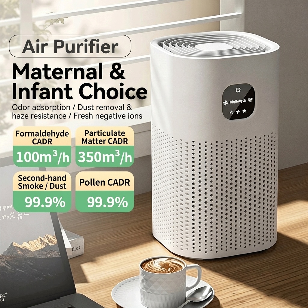 Portable USB Air Purifier for Home & Office, Negative Ion Generator for Smoke & Formaldehyde Removal, Quiet Desktop Air Cleaner for Baby Room