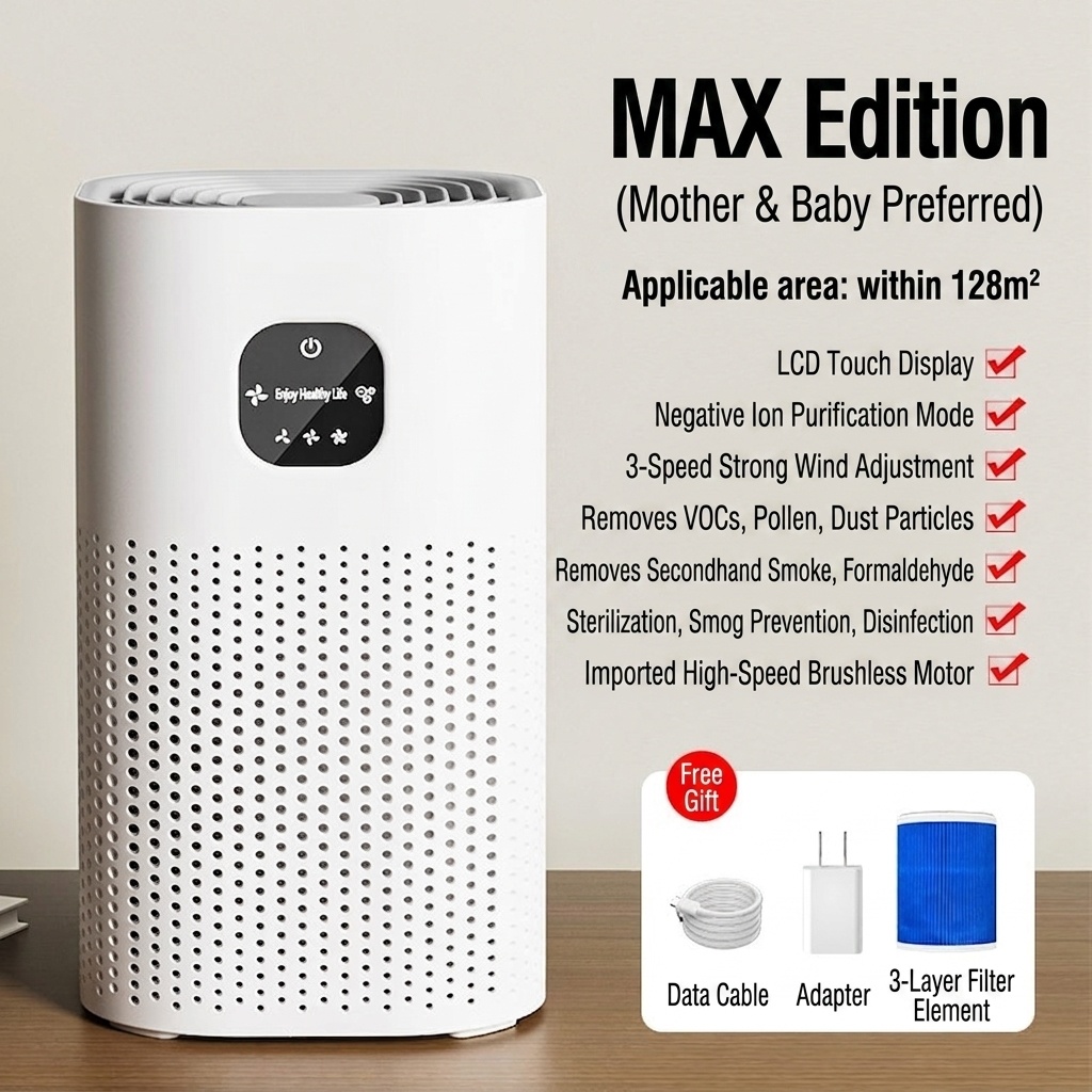 Portable USB Air Purifier for Home & Office, Negative Ion Generator for Smoke & Formaldehyde Removal, Quiet Desktop Air Cleaner for Baby Room