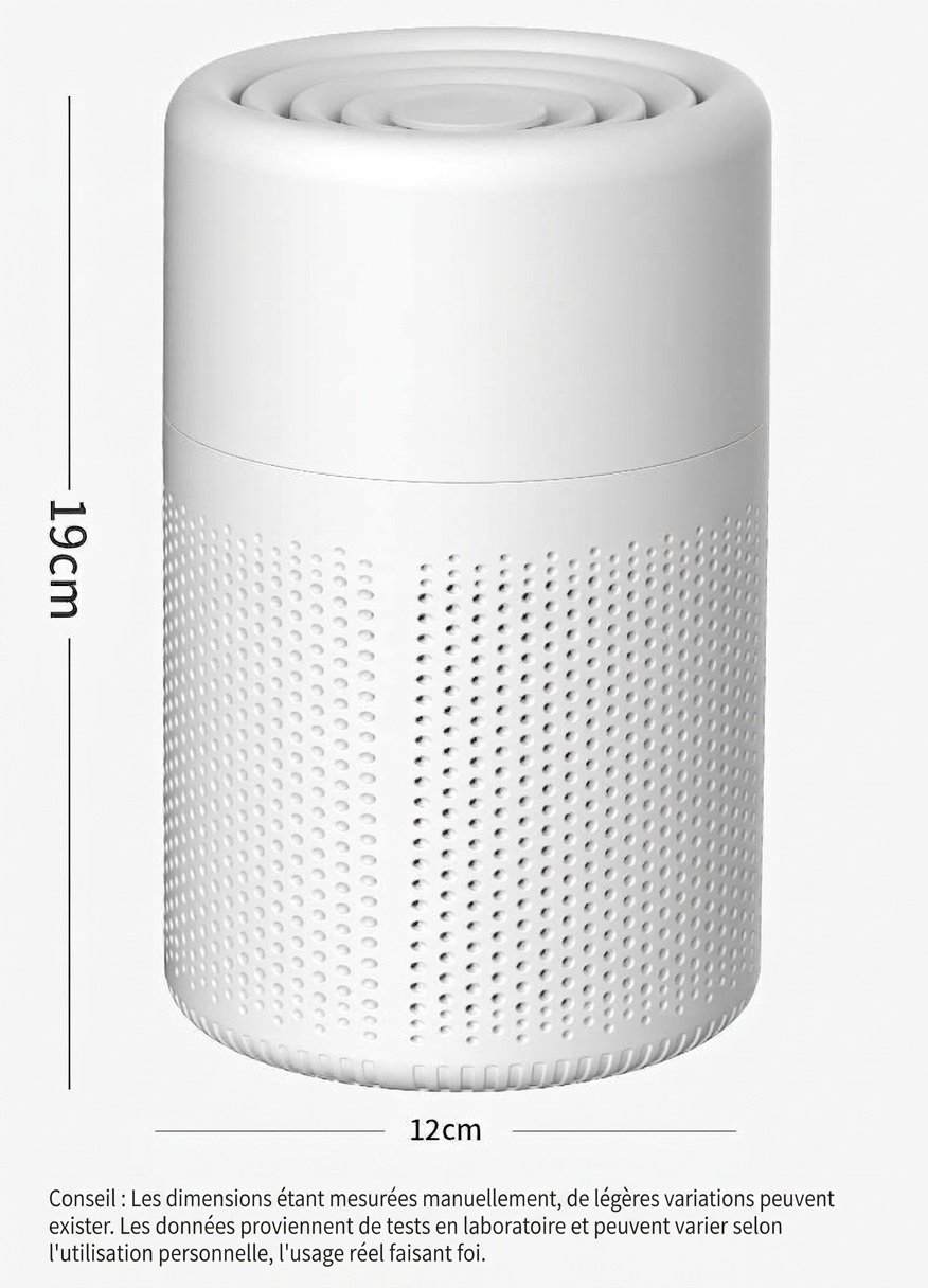 Purificateur d'air portable H13 HEPA avec filtre à charbon actif et diffuseur d'arômes, ultra-silencieux (37 dB), purificateur d'air multicouche alimenté par USB-C pour la maison et le bureau