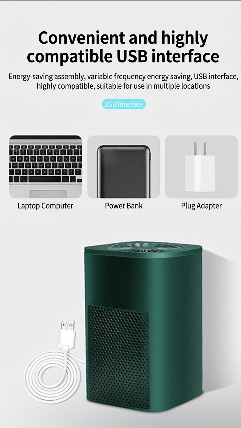 Compact USB Air Purifier with Activated Carbon Filtration, Quiet Portable Air Cleaner for Home, Office, Desk & Small Spaces