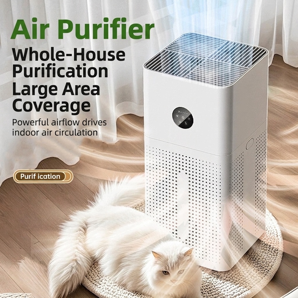Smart HEPA Air Purifier for Home & Large Rooms, Multi-Layer Filtration for Allergens & Odors, Ultra-Quiet 20dB Operation with Remote Control