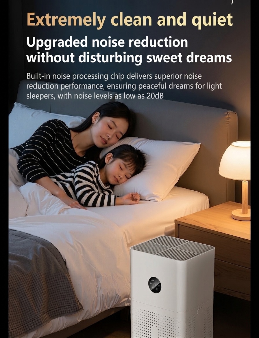 Smart HEPA Air Purifier for Home & Large Rooms, Multi-Layer Filtration for Allergens & Odors, Ultra-Quiet 20dB Operation with Remote Control