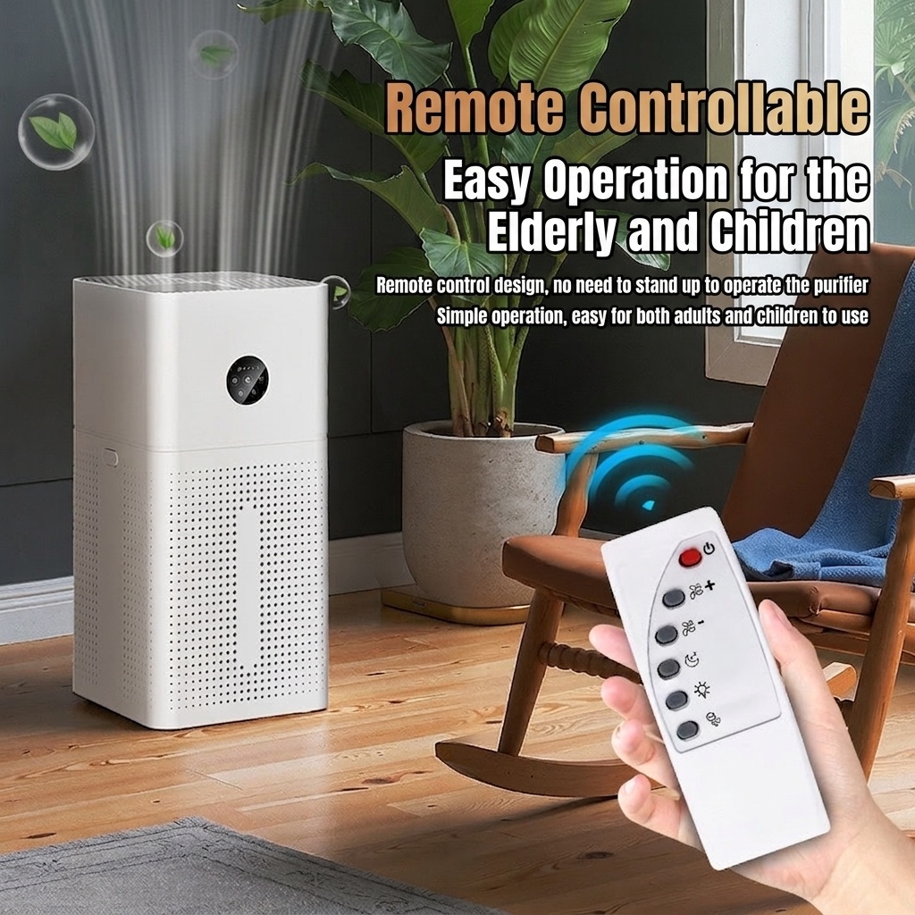 Smart HEPA Air Purifier for Home & Large Rooms, Multi-Layer Filtration for Allergens & Odors, Ultra-Quiet 20dB Operation with Remote Control