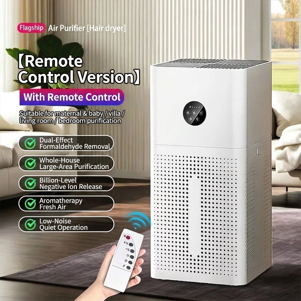 Smart HEPA Air Purifier for Home & Large Rooms, Multi-Layer Filtration for Allergens & Odors, Ultra-Quiet 20dB Operation with Remote Control