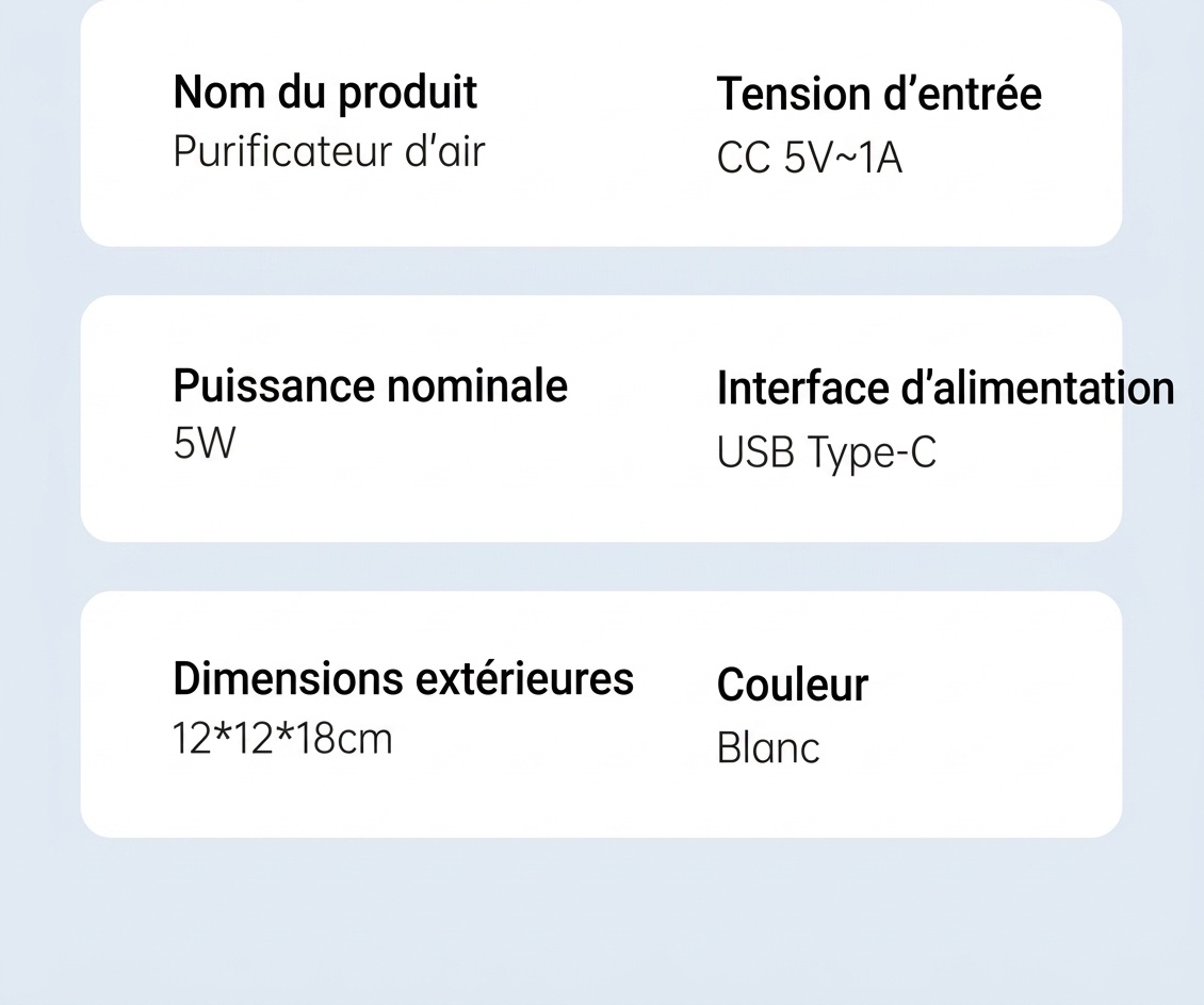 Purificateur d'air compact HEPA avec filtre à charbon actif, diffuseur d'aromathérapie, lumière bleue, diffusion d'air à 360°, purificateur d'air silencieux USB-C pour chambre et bureau