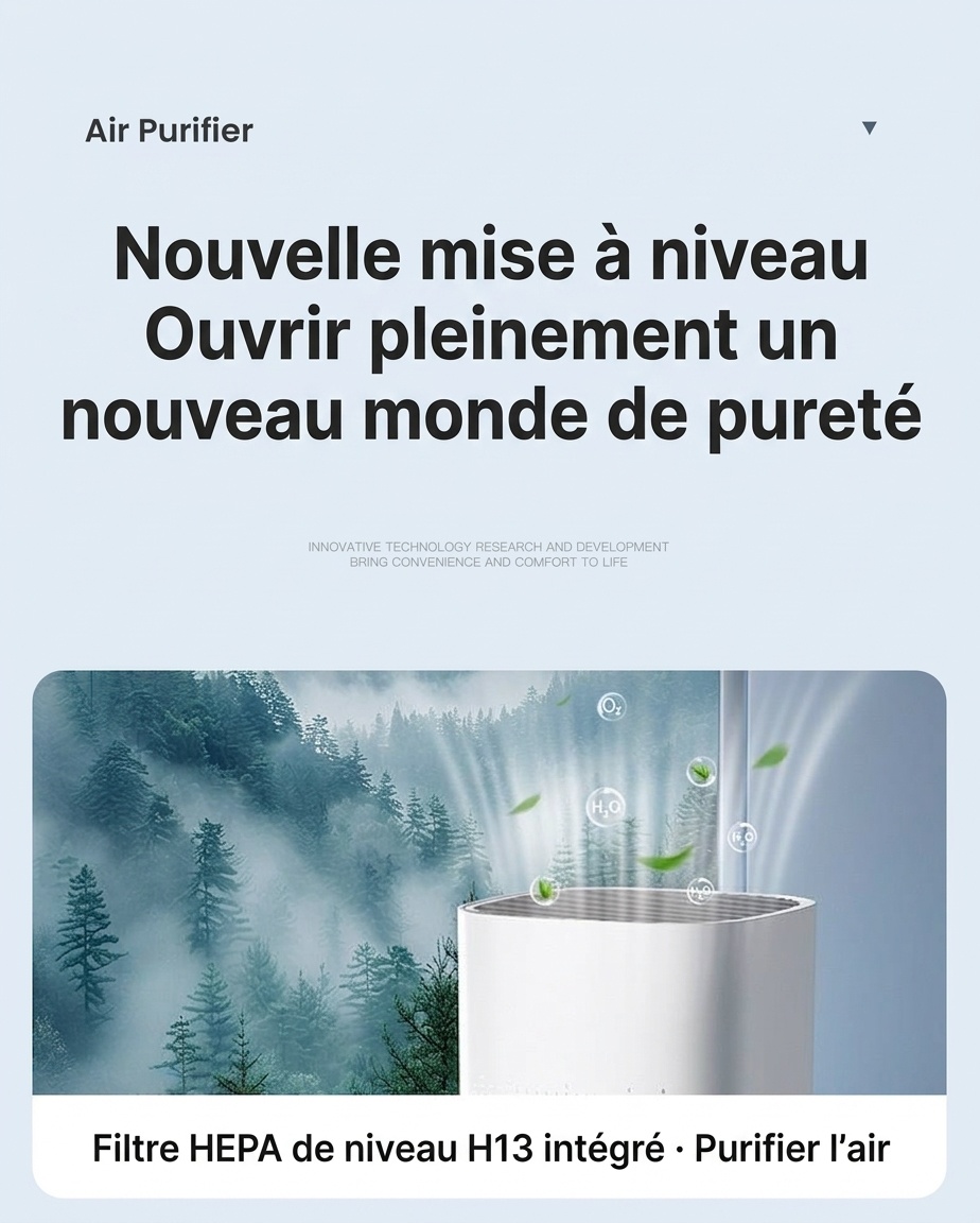 Purificateur d'air compact HEPA avec filtre à charbon actif, diffuseur d'aromathérapie, lumière bleue, diffusion d'air à 360°, purificateur d'air silencieux USB-C pour chambre et bureau