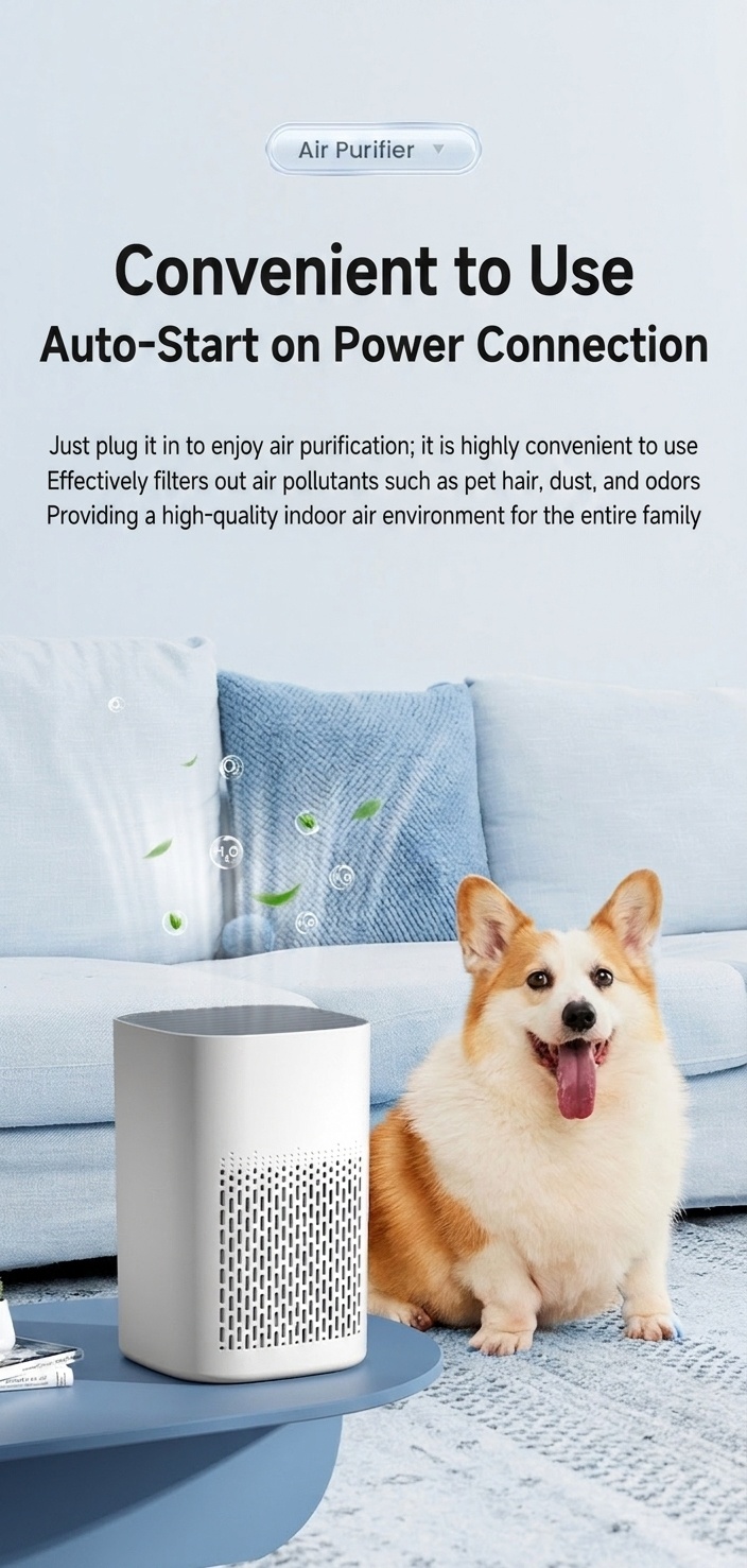 Compact HEPA Air Purifier with Activated Carbon Filter, Aromatherapy Diffuser, Blue Light, 360° Air Supply, USB-C Quiet Air Cleaner for Bedroom & Office