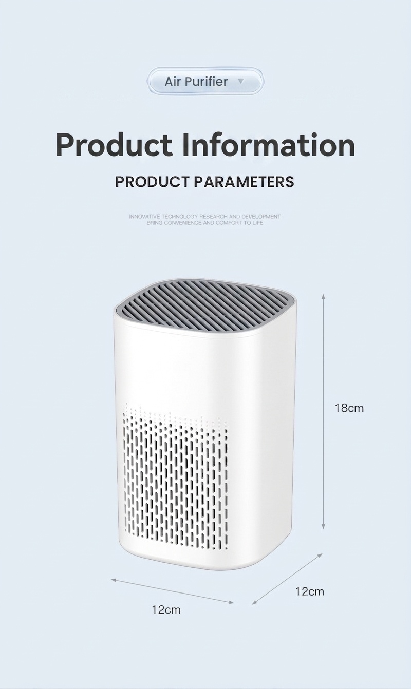 Compact HEPA Air Purifier with Activated Carbon Filter, Aromatherapy Diffuser, Blue Light, 360° Air Supply, USB-C Quiet Air Cleaner for Bedroom & Office
