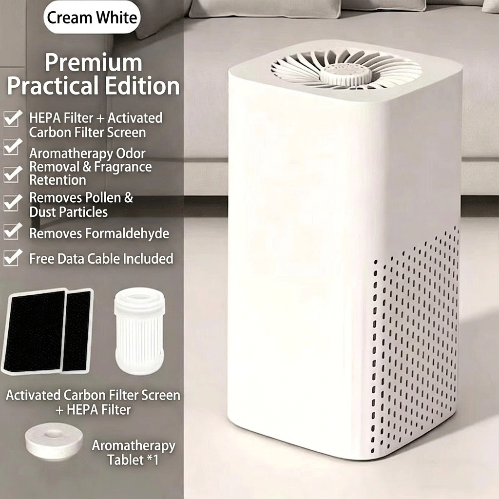 Compact Air Purifier with HEPA & Activated Carbon Filter, Integrated Aroma Diffuser, Quiet Operation Odor, Dust & Pollen Remover for Home & Bedroom