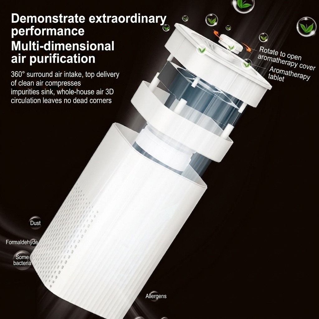 Compact Air Purifier with HEPA & Activated Carbon Filter, Integrated Aroma Diffuser, Quiet Operation Odor, Dust & Pollen Remover for Home & Bedroom