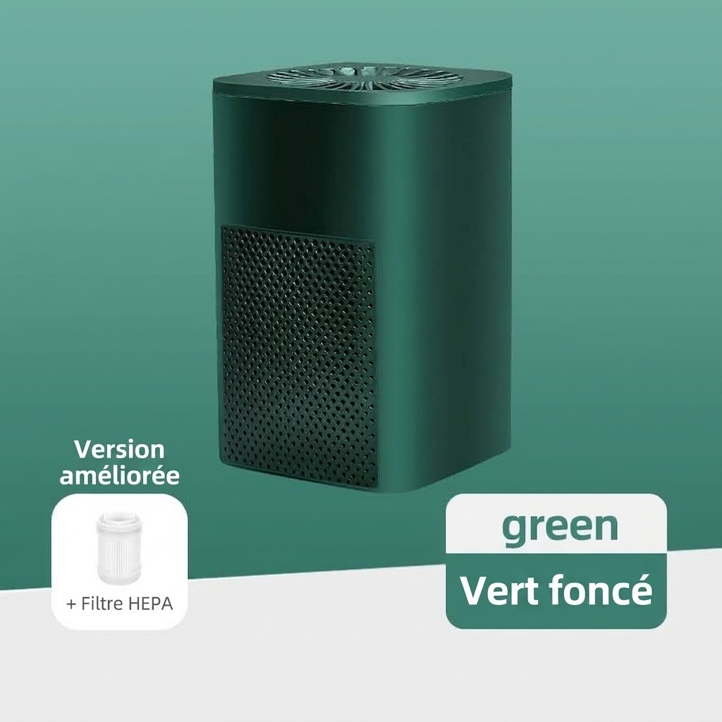 Purificateur d'air portable HEPA avec double filtre à charbon actif, fonctionnement silencieux ≤30 dB, purificateur d'air compact alimenté par USB pour la maison, le bureau et les espaces jusqu'à 42 m²
