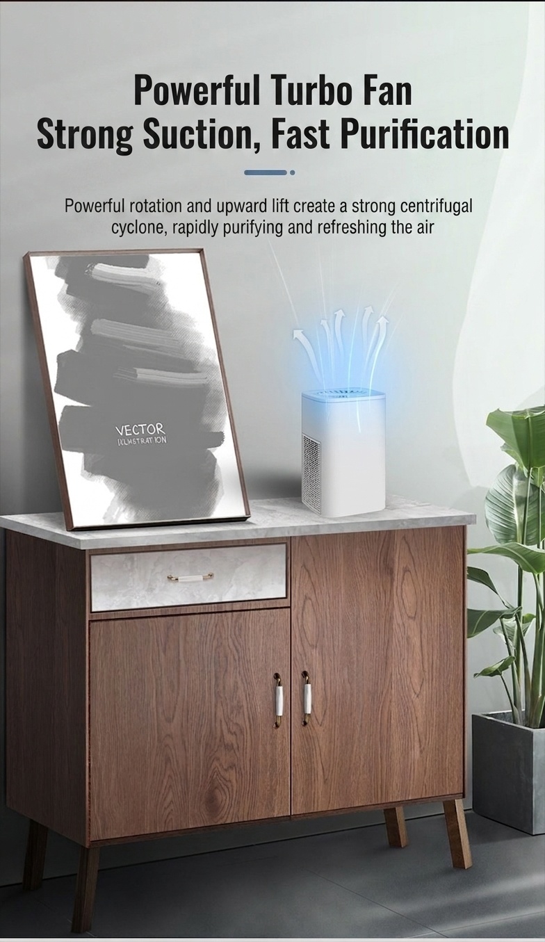 Portable HEPA Air Purifier with Dual Active Carbon Filter, Quiet ≤30dB Operation, USB Powered Compact Air Cleaner for Home, Office & Spaces up to 42m²