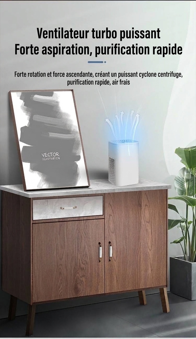 Purificateur d'air portable HEPA avec double filtre à charbon actif, fonctionnement silencieux ≤30 dB, purificateur d'air compact alimenté par USB pour la maison, le bureau et les espaces jusqu'à 42 m²
