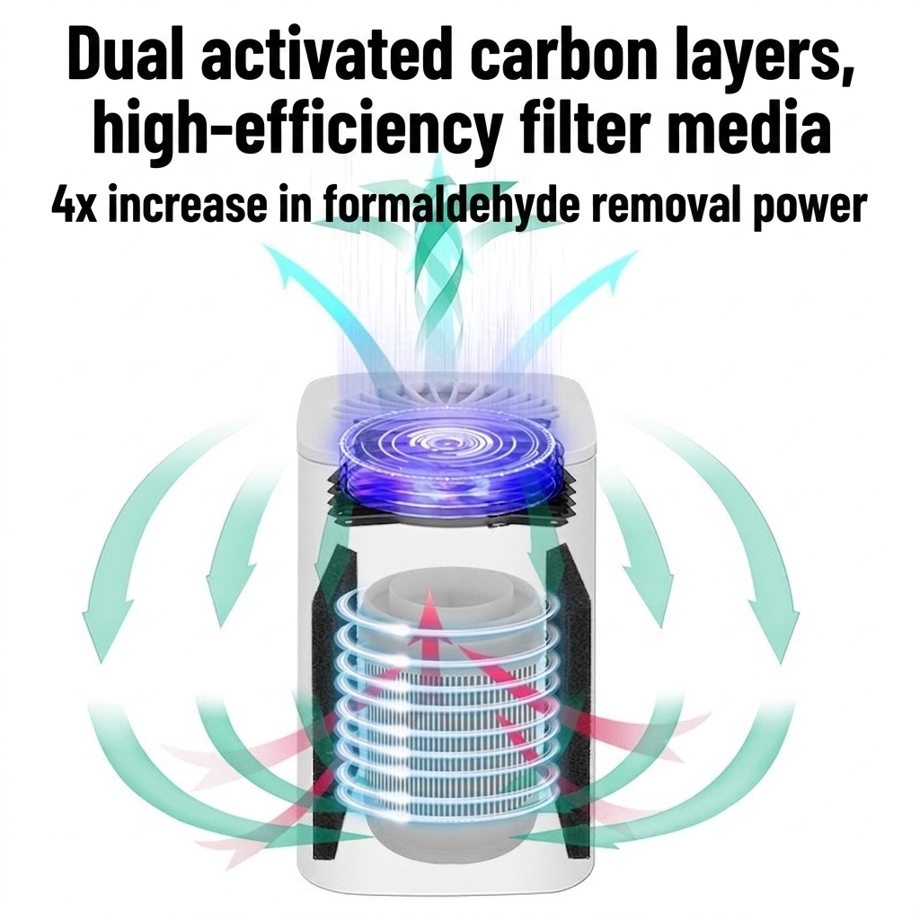Portable HEPA Air Purifier with Dual Active Carbon Filter, Quiet ≤30dB Operation, USB Powered Compact Air Cleaner for Home, Office & Spaces up to 42m²