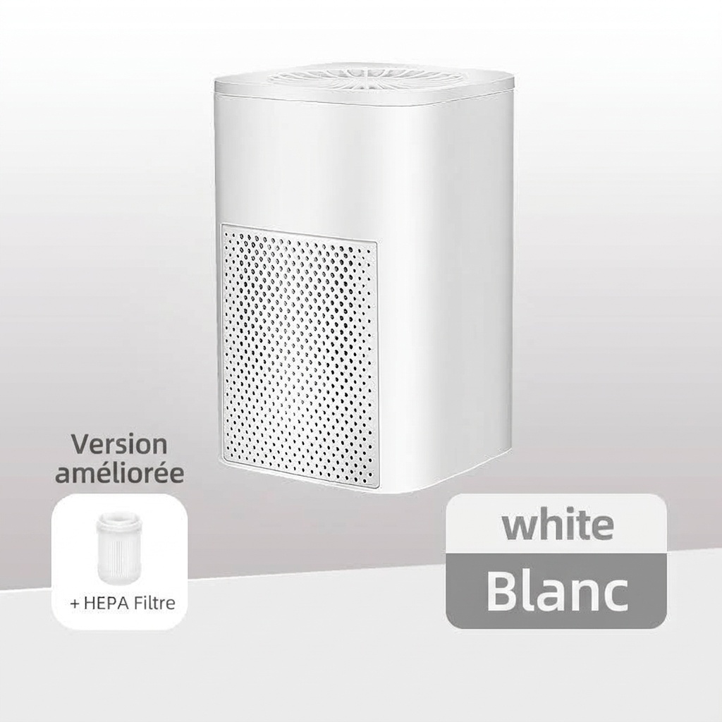 Purificateur d'air portable HEPA avec double filtre à charbon actif, fonctionnement silencieux ≤30 dB, purificateur d'air compact alimenté par USB pour la maison, le bureau et les espaces jusqu'à 42 m²