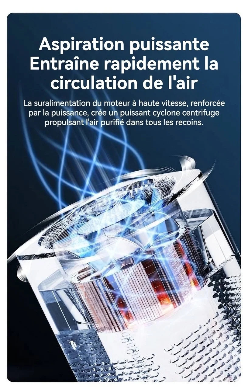 Purificateur d'air de bureau portable avec filtre HEPA, flux d'air puissant, fonctionnement ultra-silencieux, veilleuse apaisante, purificateur d'air compact alimenté par courant continu pour la maison et le bureau