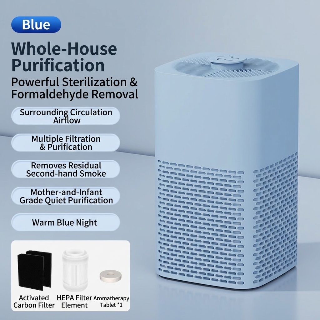 Portable Desktop Air Purifier with HEPA Filter, Powerful Airflow, Ultra-Quiet Operation, Soothing Night Light, DC Powered Compact Air Cleaner for Home & Office