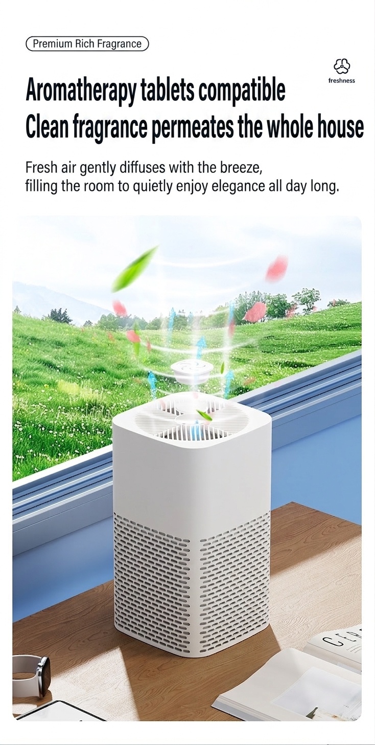 Portable Desktop Air Purifier with HEPA Filter, Powerful Airflow, Ultra-Quiet Operation, Soothing Night Light, DC Powered Compact Air Cleaner for Home & Office