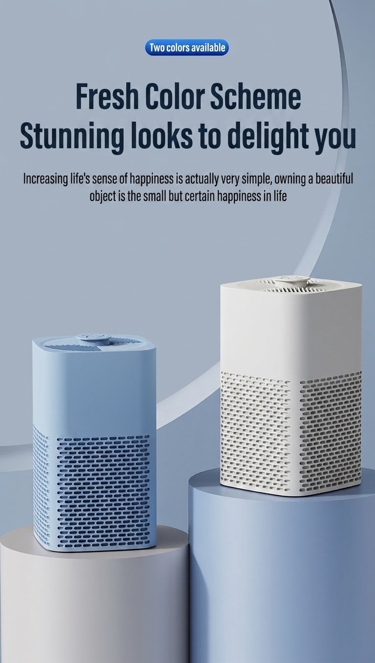 Portable Desktop Air Purifier with HEPA Filter, Powerful Airflow, Ultra-Quiet Operation, Soothing Night Light, DC Powered Compact Air Cleaner for Home & Office