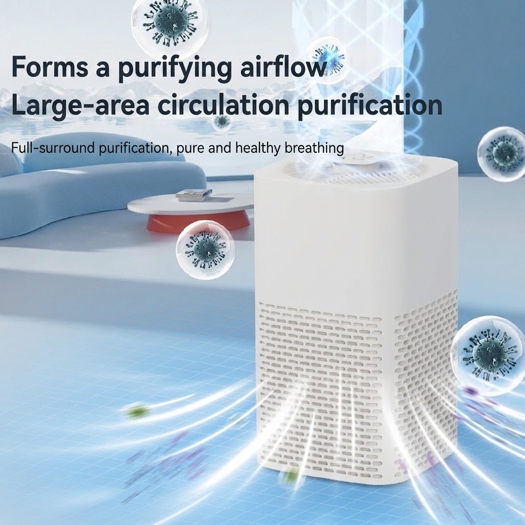 Portable Desktop Air Purifier with HEPA Filter, Powerful Airflow, Ultra-Quiet Operation, Soothing Night Light, DC Powered Compact Air Cleaner for Home & Office