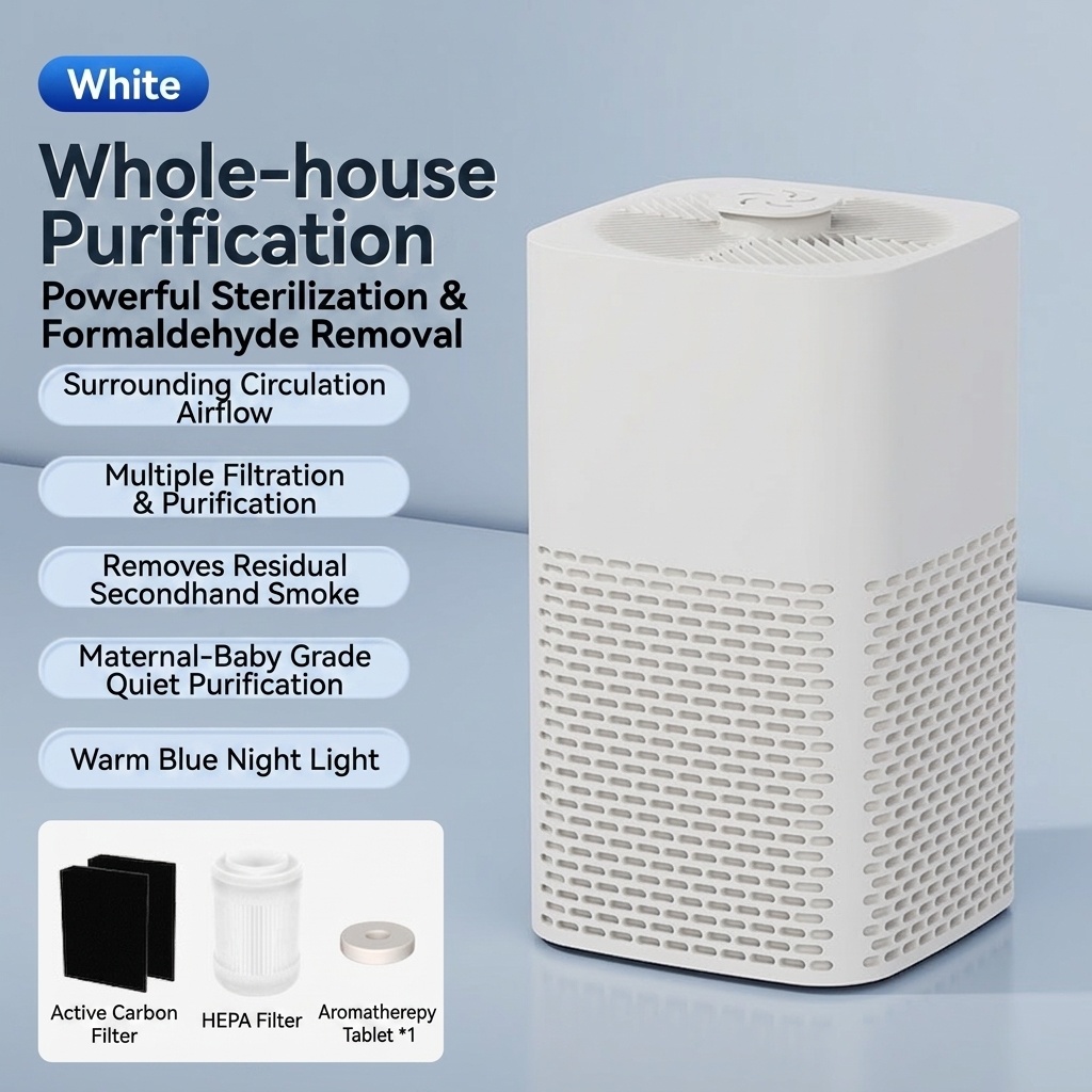 Portable Desktop Air Purifier with HEPA Filter, Powerful Airflow, Ultra-Quiet Operation, Soothing Night Light, DC Powered Compact Air Cleaner for Home & Office
