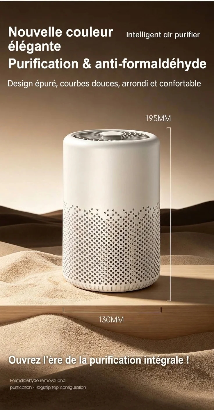 Purificateur d'air intelligent avec filtration multicouche, élimination des odeurs et du formaldéhyde, aromathérapie intégrée, fonctionnement silencieux, pour la maison et le bureau