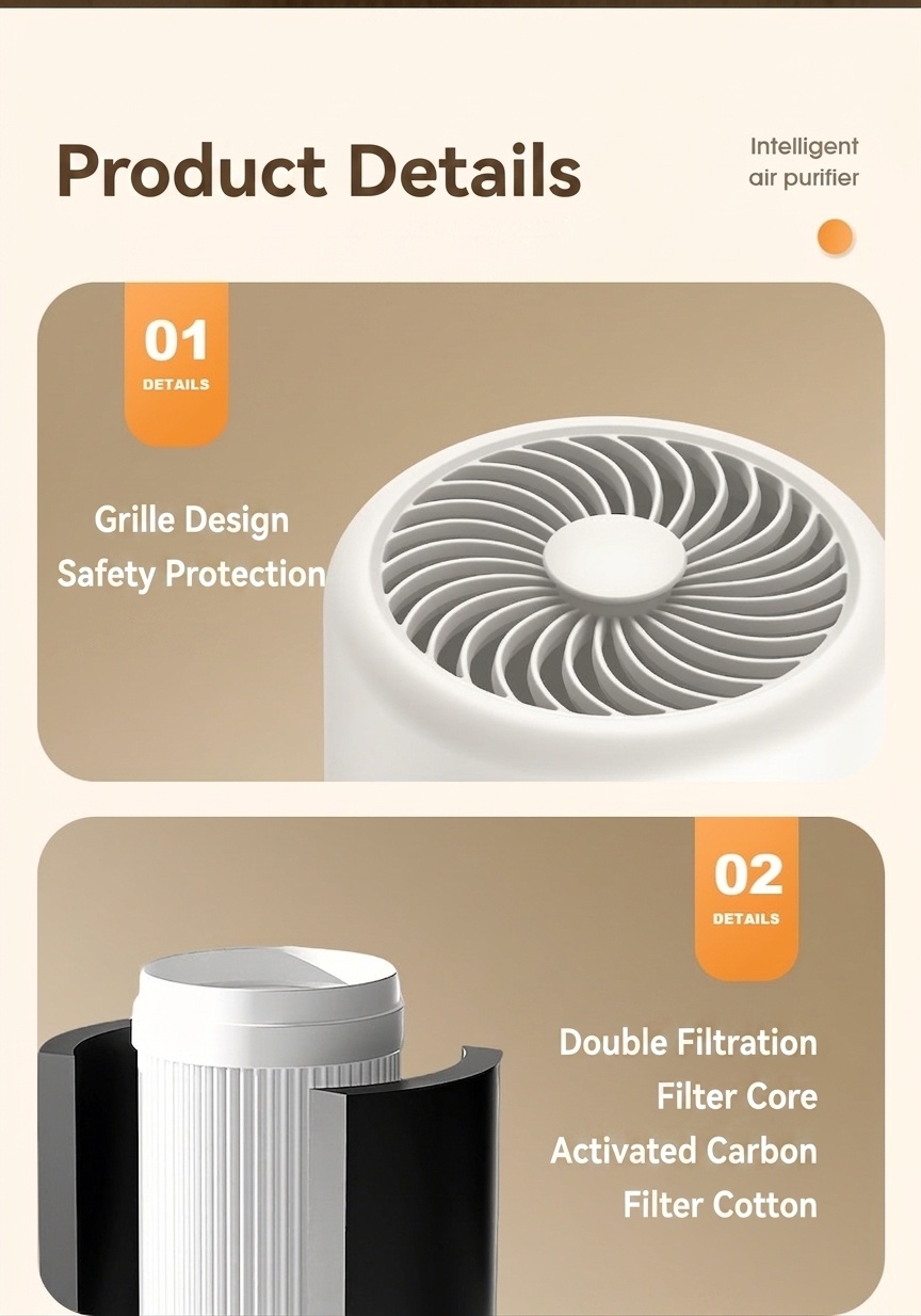Smart Air Purifier with Multi-Layer Filtration, Odor & Formaldehyde Removal, Built-in Aromatherapy, Quiet Operation Air Cleaner for Home & Office