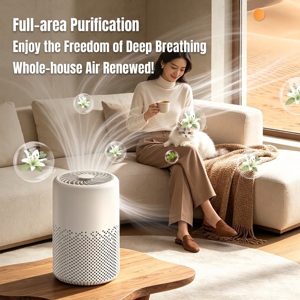 Smart Air Purifier with Multi-Layer Filtration, Odor & Formaldehyde Removal, Built-in Aromatherapy, Quiet Operation Air Cleaner for Home & Office