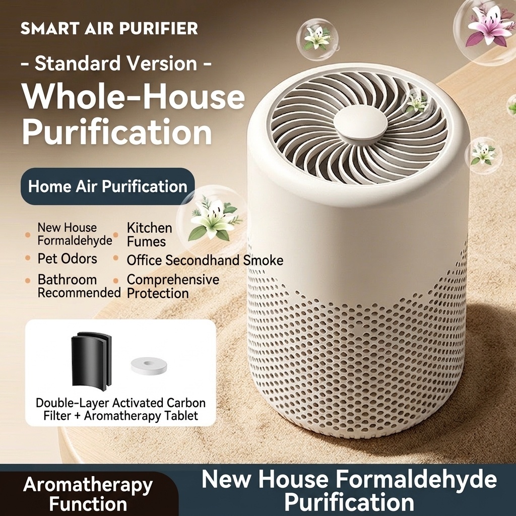 Smart Air Purifier with Multi-Layer Filtration, Odor & Formaldehyde Removal, Built-in Aromatherapy, Quiet Operation Air Cleaner for Home & Office