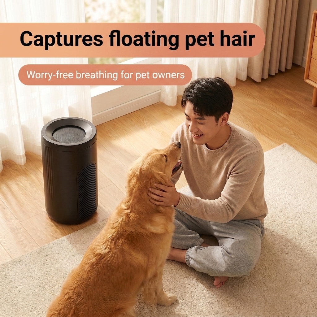 Compact Air Purifier with Micron-Level Filtration & Activated Carbon, 360° Air Supply, Blue Light Purification, Plug-and-Play Air Cleaner for Home & Office