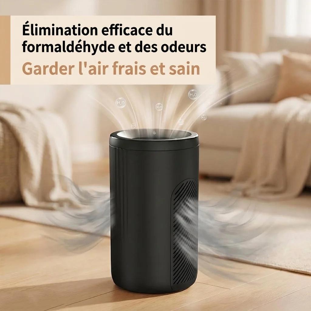Purificateur d'air compact avec filtration micronique et charbon actif, diffusion d'air à 360°, purification par lumière bleue, purificateur d'air prêt à l'emploi pour la maison et le bureau