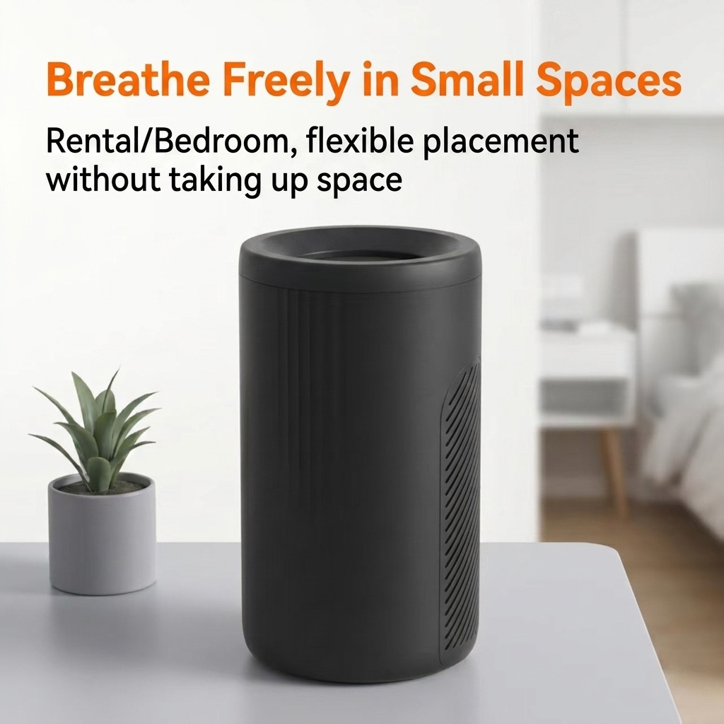Compact Air Purifier with Micron-Level Filtration & Activated Carbon, 360° Air Supply, Blue Light Purification, Plug-and-Play Air Cleaner for Home & Office