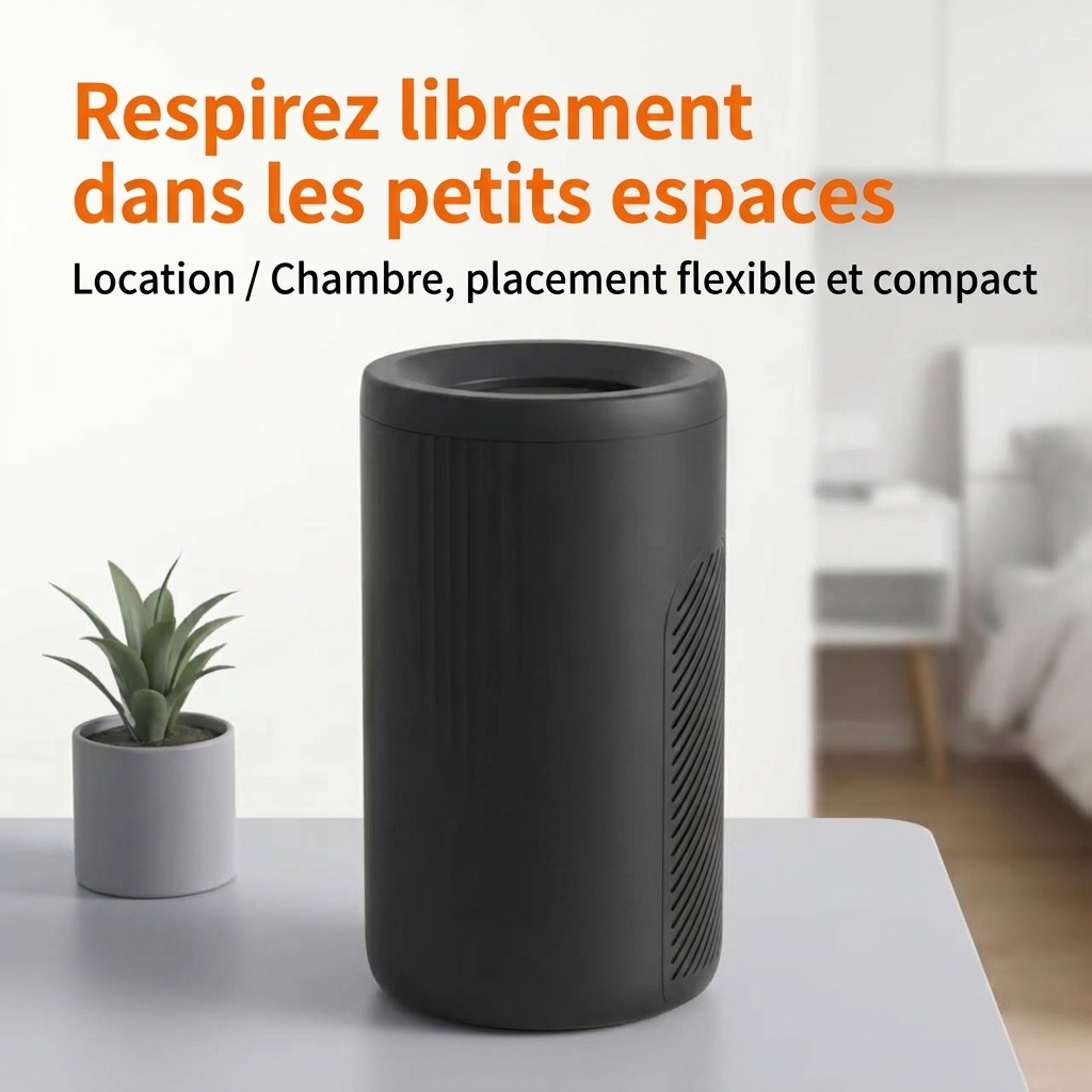 Purificateur d'air compact avec filtration micronique et charbon actif, diffusion d'air à 360°, purification par lumière bleue, purificateur d'air prêt à l'emploi pour la maison et le bureau