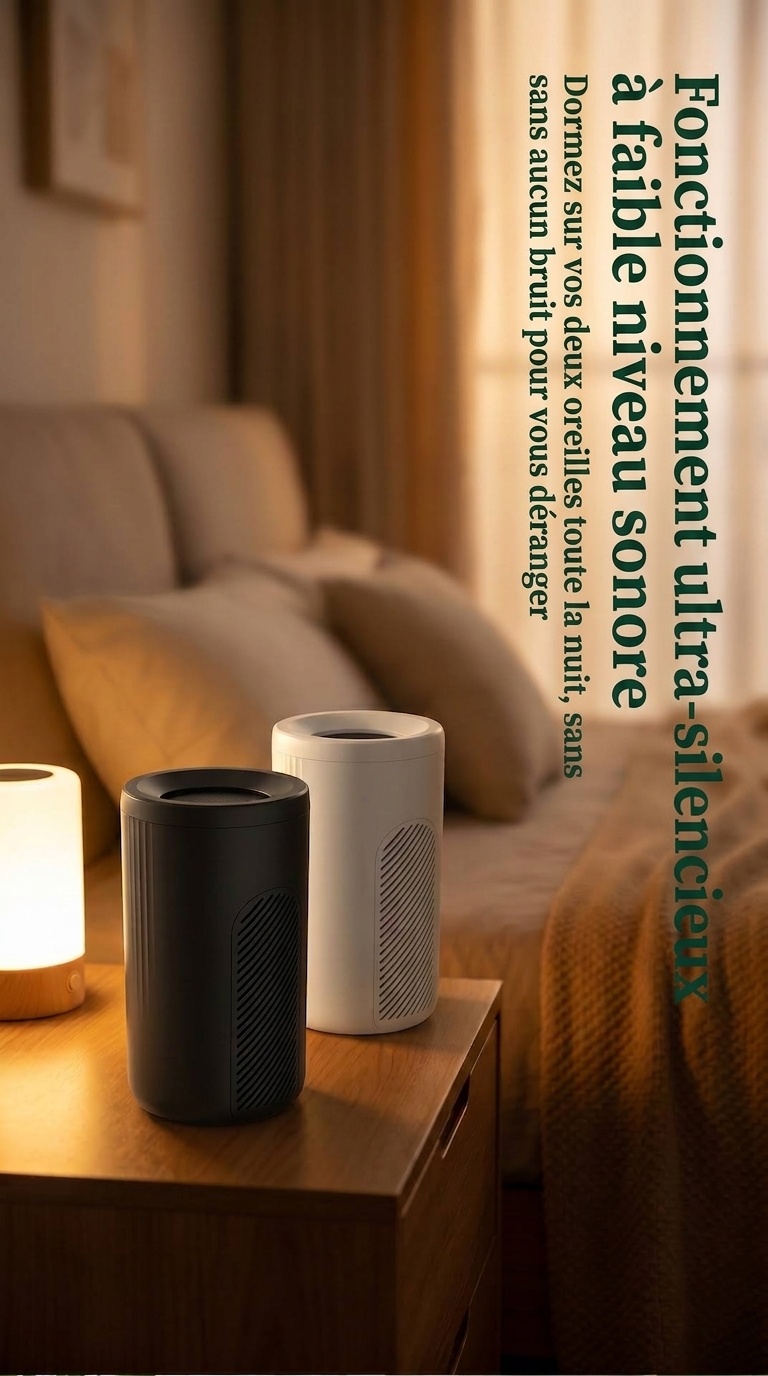 Purificateur d'air compact avec filtration micronique et charbon actif, diffusion d'air à 360°, purification par lumière bleue, purificateur d'air prêt à l'emploi pour la maison et le bureau