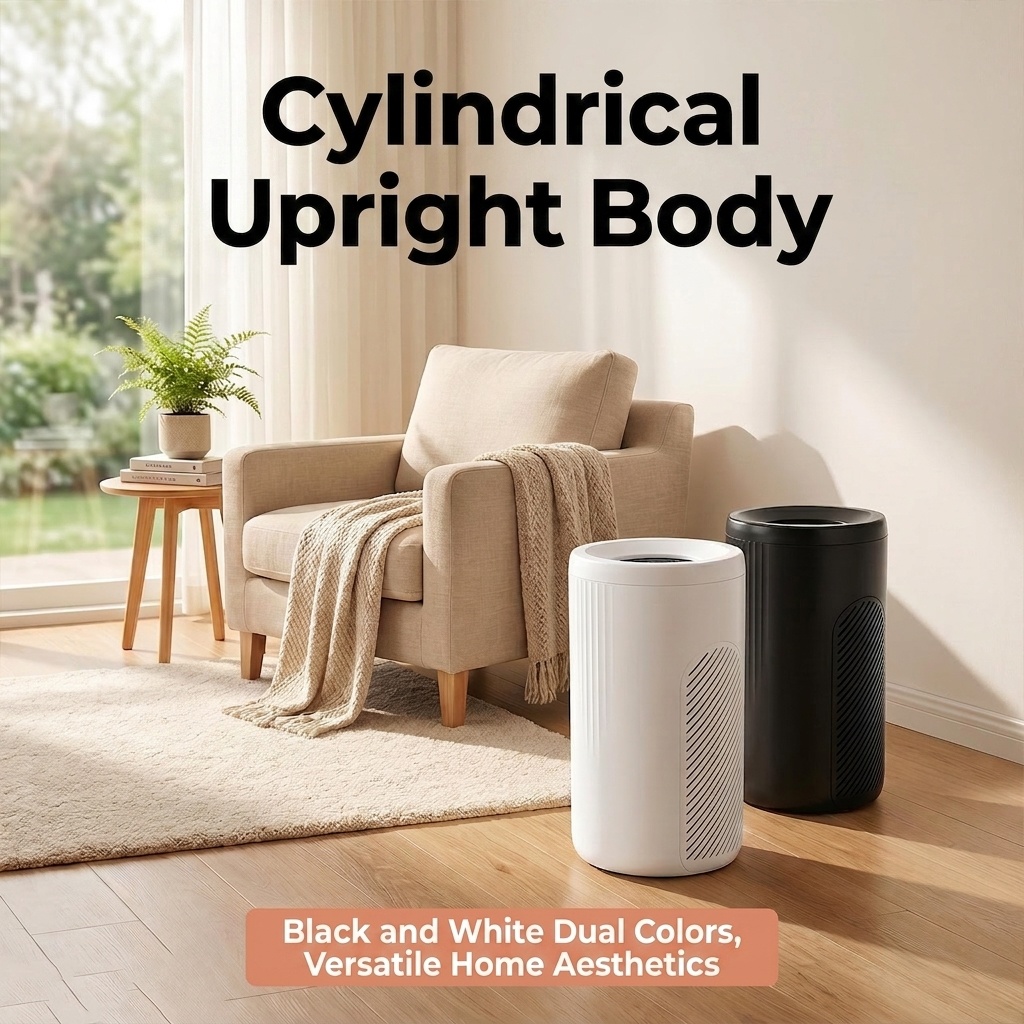 Compact Air Purifier with Micron-Level Filtration & Activated Carbon, 360° Air Supply, Blue Light Purification, Plug-and-Play Air Cleaner for Home & Office