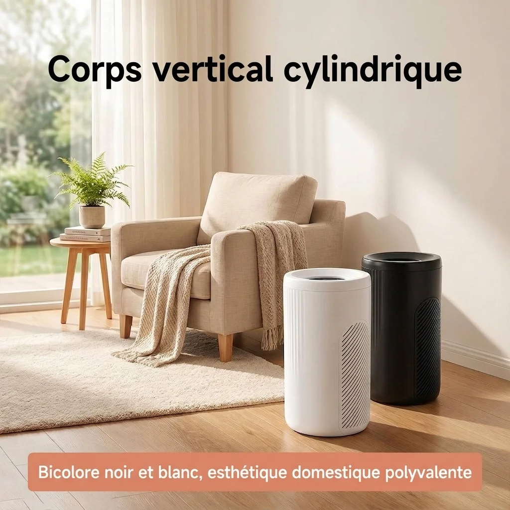 Purificateur d'air compact avec filtration micronique et charbon actif, diffusion d'air à 360°, purification par lumière bleue, purificateur d'air prêt à l'emploi pour la maison et le bureau