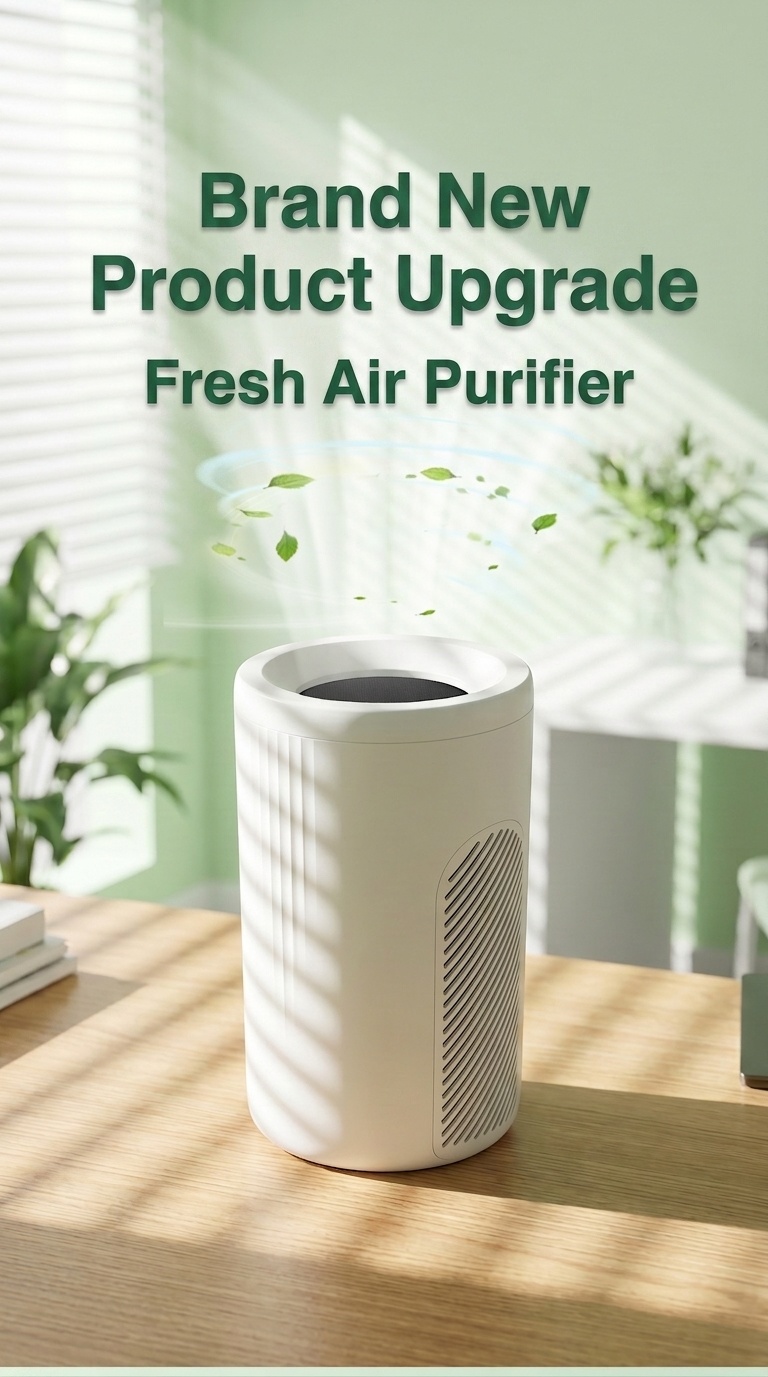 Compact Air Purifier with Micron-Level Filtration & Activated Carbon, 360° Air Supply, Blue Light Purification, Plug-and-Play Air Cleaner for Home & Office