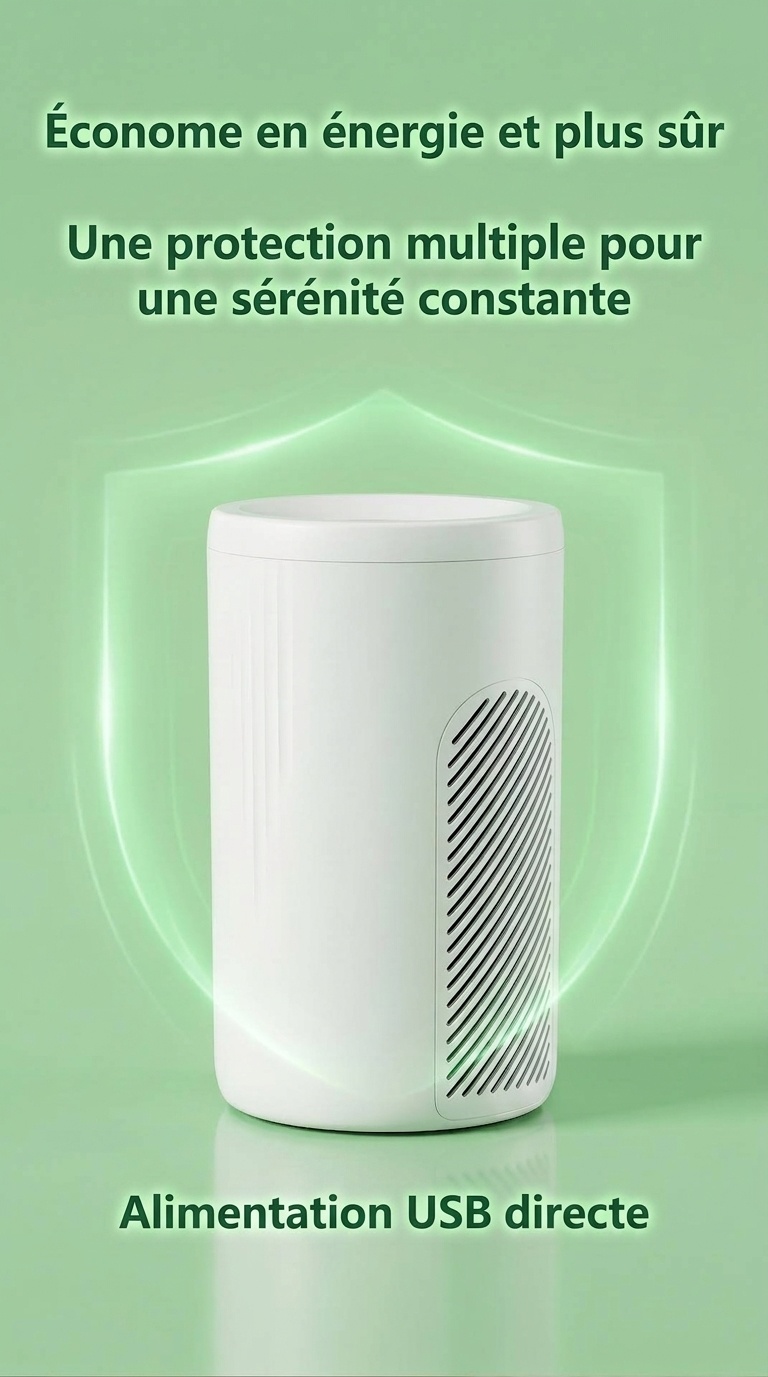 Purificateur d'air compact avec filtration micronique et charbon actif, diffusion d'air à 360°, purification par lumière bleue, purificateur d'air prêt à l'emploi pour la maison et le bureau