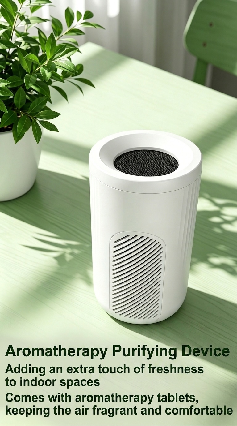 Compact Air Purifier with Micron-Level Filtration & Activated Carbon, 360° Air Supply, Blue Light Purification, Plug-and-Play Air Cleaner for Home & Office