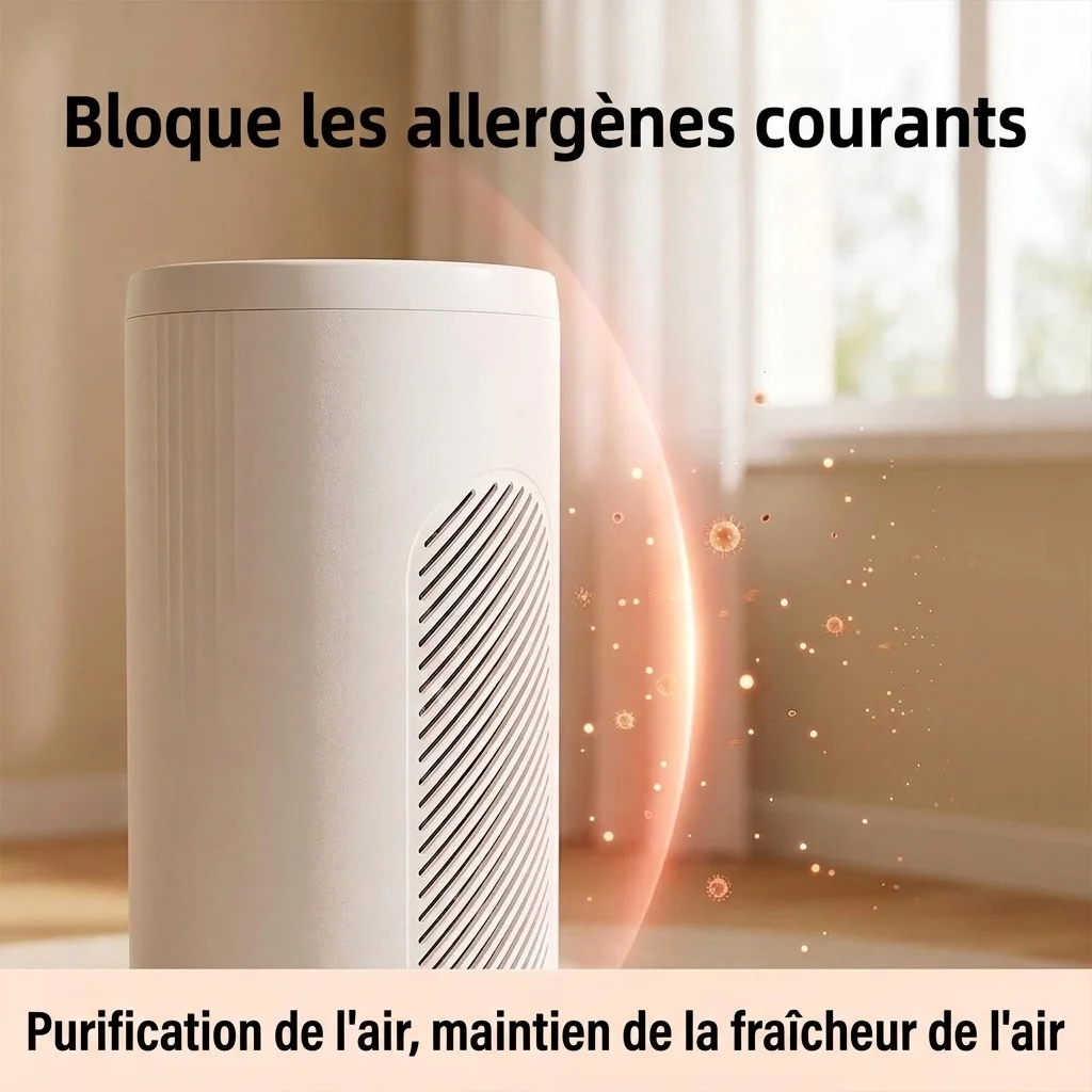 Purificateur d'air compact avec filtration micronique et charbon actif, diffusion d'air à 360°, purification par lumière bleue, purificateur d'air prêt à l'emploi pour la maison et le bureau