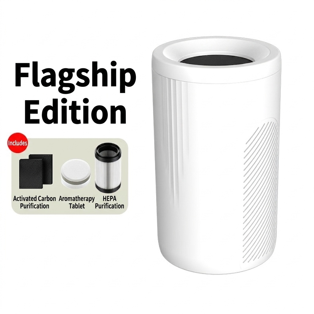 Compact Air Purifier with Micron-Level Filtration & Activated Carbon, 360° Air Supply, Blue Light Purification, Plug-and-Play Air Cleaner for Home & Office