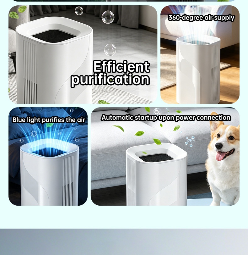 Tragbarer Luftreiniger mit leistungsstarkem HEPA-Filter und integriertem Duftdiffusor, leiser Betrieb für ungestörten Schlaf, USB-C-Anschluss für verbesserte Luftqualität