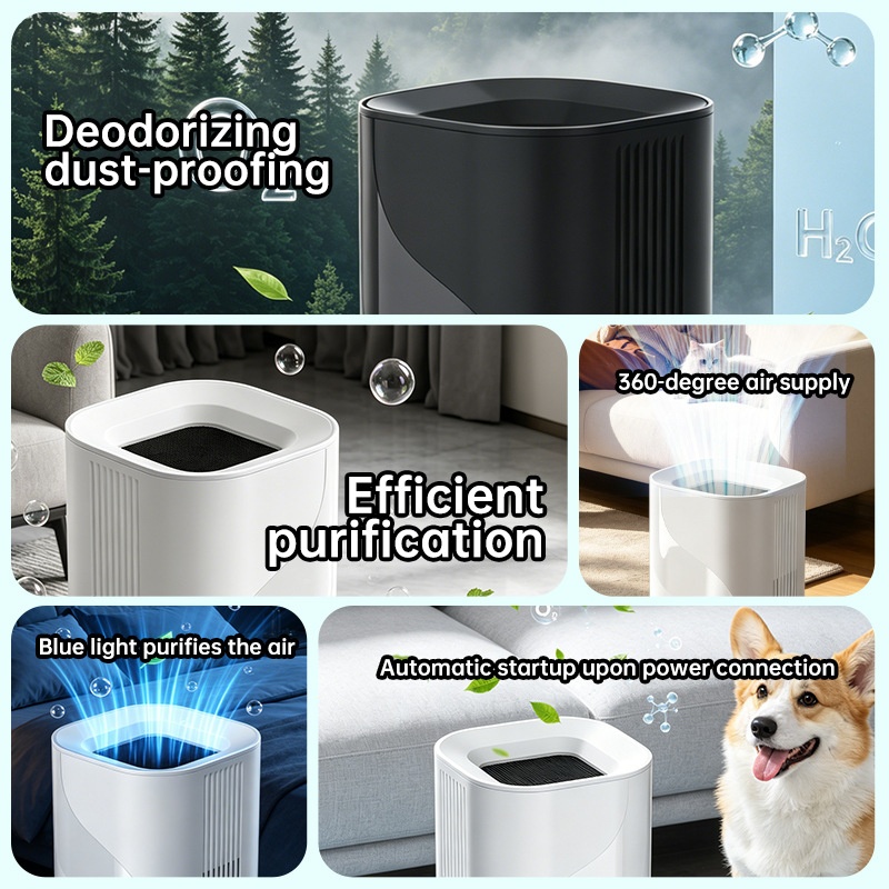 Tragbarer Luftreiniger mit leistungsstarkem HEPA-Filter und integriertem Duftdiffusor, leiser Betrieb für ungestörten Schlaf, USB-C-Anschluss für verbesserte Luftqualität