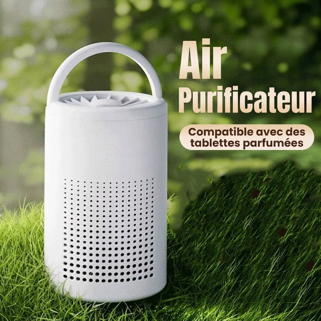 Purificateur d'air portable avec filtration HEPA multicouche et technologie ionique négative, fonctionnement silencieux, alimentation USB-C pour éliminer les odeurs et les polluants