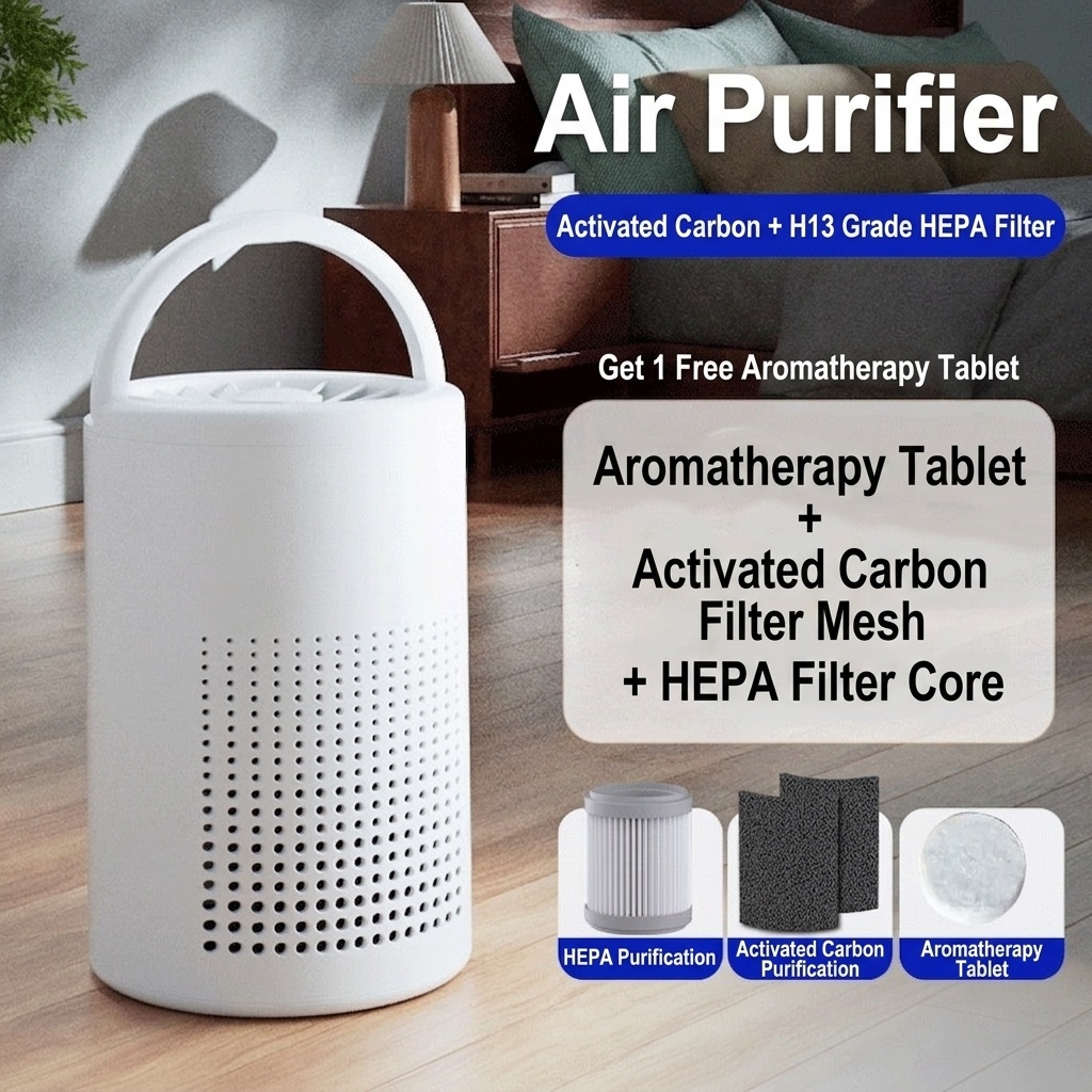 Portable Air Purifier with Multi-Layer HEPA Filtration & Negative Ion Technology, Quiet Operation, Type-C Powered Air Cleaner for Odors & Pollutants