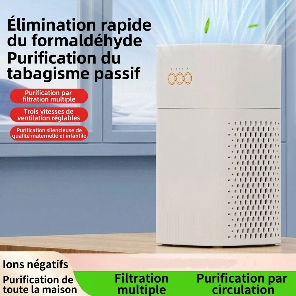 Purificateur d'air portable HEPA avec charbon actif, ioniseur à lumière bleue et réservoir d'aromathérapie, 2 vitesses, mode nuit silencieux, alimentation USB-C