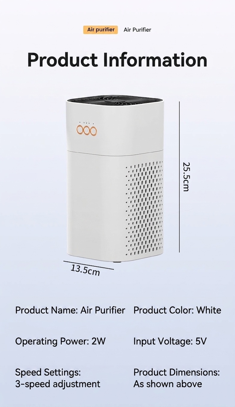 Portable HEPA Air Purifier with Activated Carbon, Blue Light Ionizer & Aromatherapy Tank, 2-Speed, Quiet Night Mode, USB-C Powered Air Cleaner