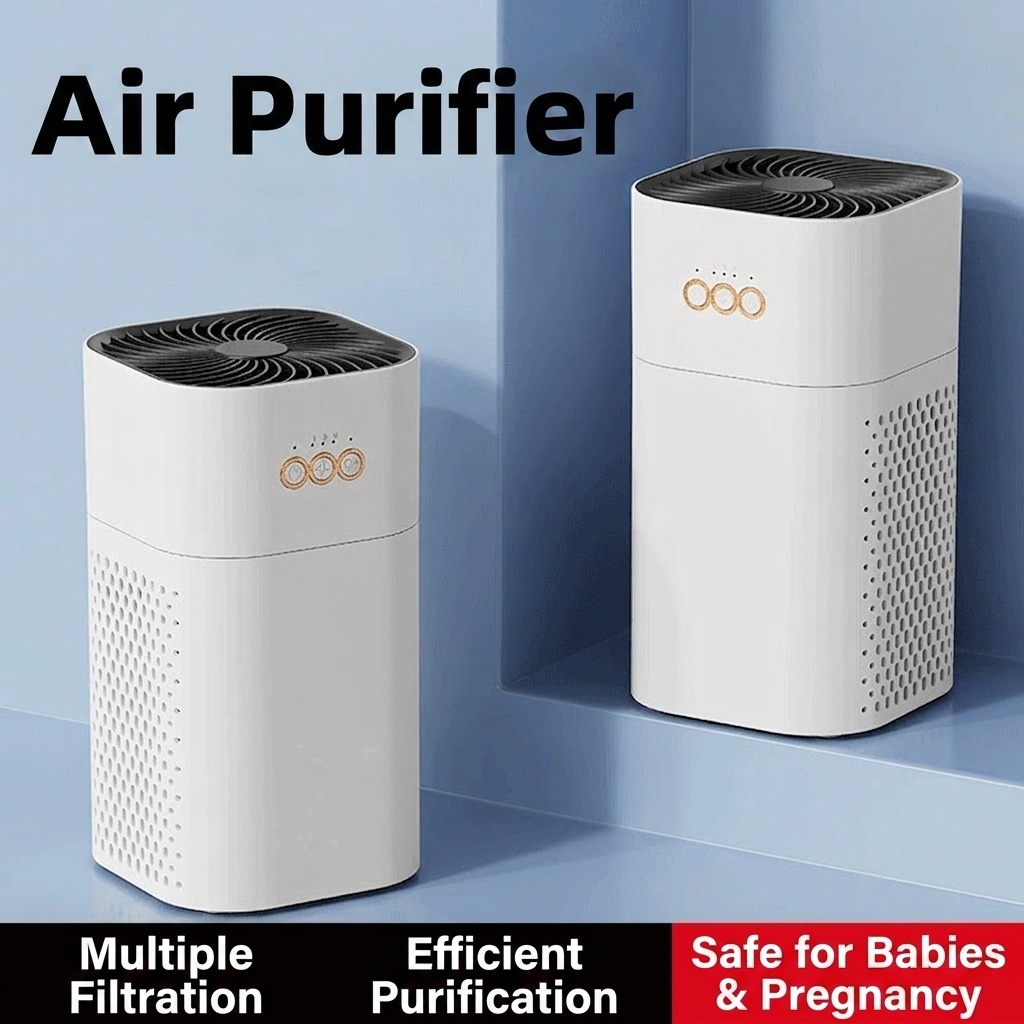 Portable HEPA Air Purifier with Activated Carbon, Blue Light Ionizer & Aromatherapy Tank, 2-Speed, Quiet Night Mode, USB-C Powered Air Cleaner