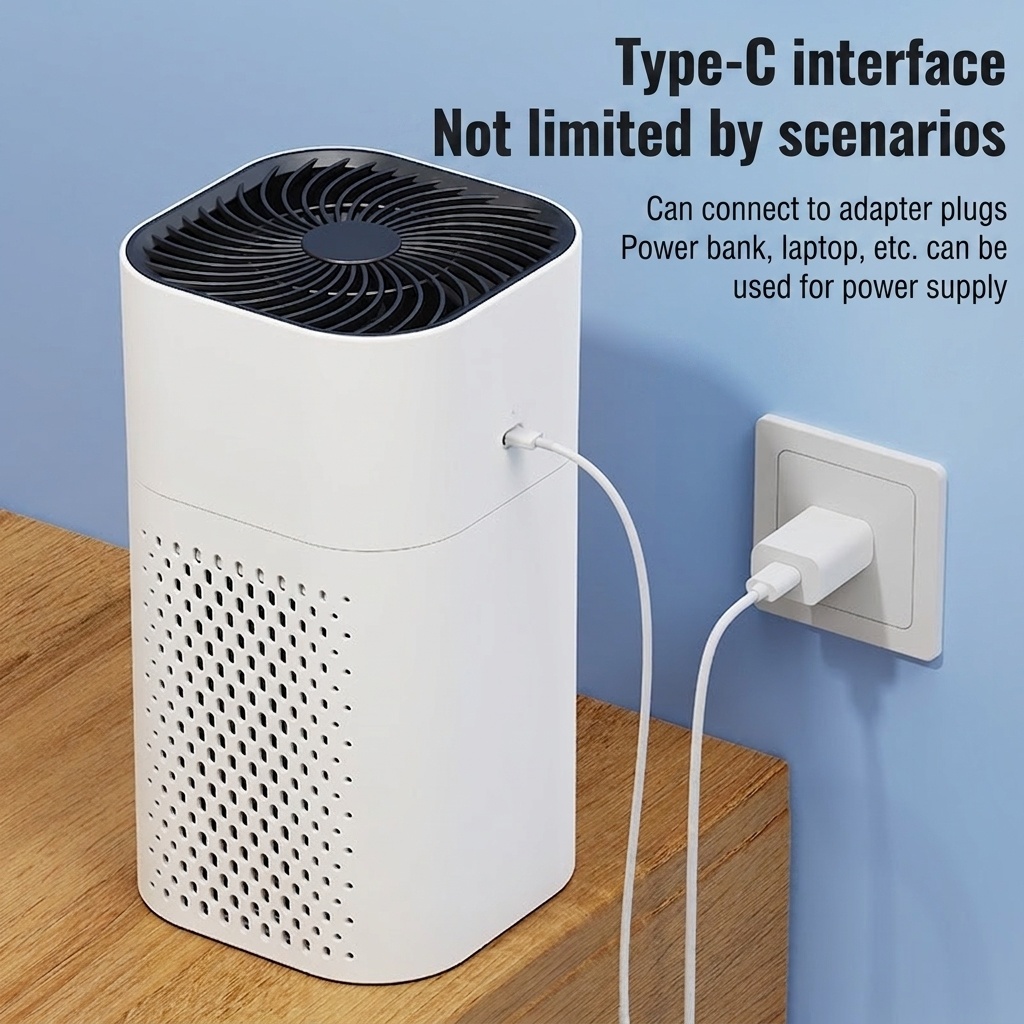 Portable HEPA Air Purifier with Activated Carbon, Blue Light Ionizer & Aromatherapy Tank, 2-Speed, Quiet Night Mode, USB-C Powered Air Cleaner